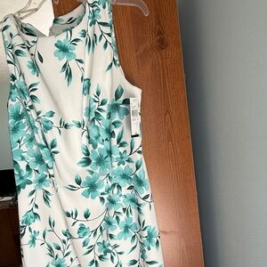 Alyx White Dress with Teal Floral Print NWT
